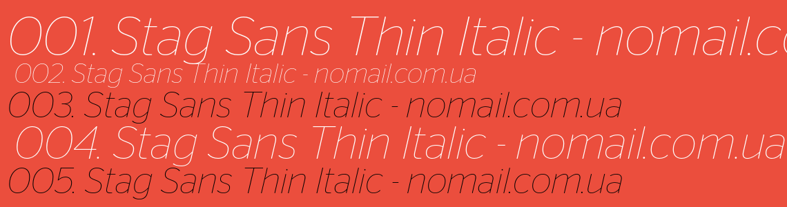 Шрифт Stag Sans Thin Italic