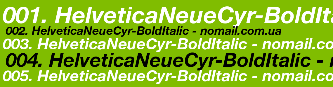 Шрифт HelveticaNeueCyr-BoldItalic