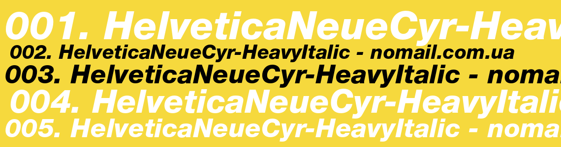 Шрифт HelveticaNeueCyr-HeavyItalic