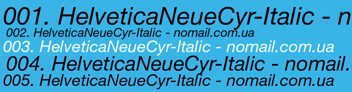 Шрифт HelveticaNeueCyr-Italic