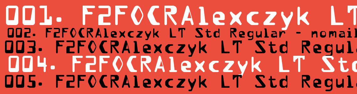Шрифт F2FOCRAlexczyk LT Std Regular