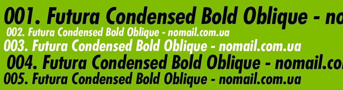 Шрифт Futura Condensed Bold Oblique