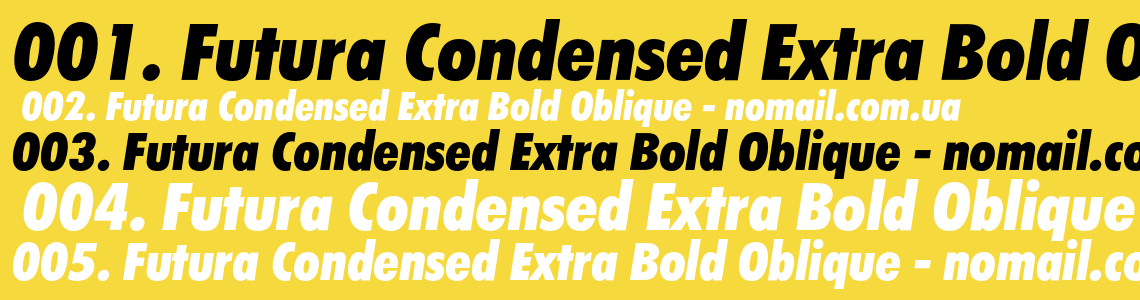 Шрифт Futura Condensed Extra Bold Oblique