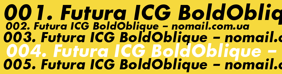 Шрифт Futura ICG BoldOblique