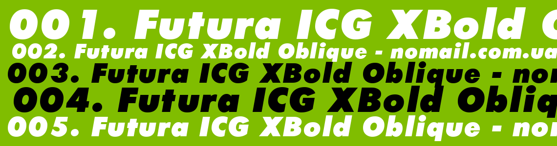 Шрифт Futura ICG XBold Oblique