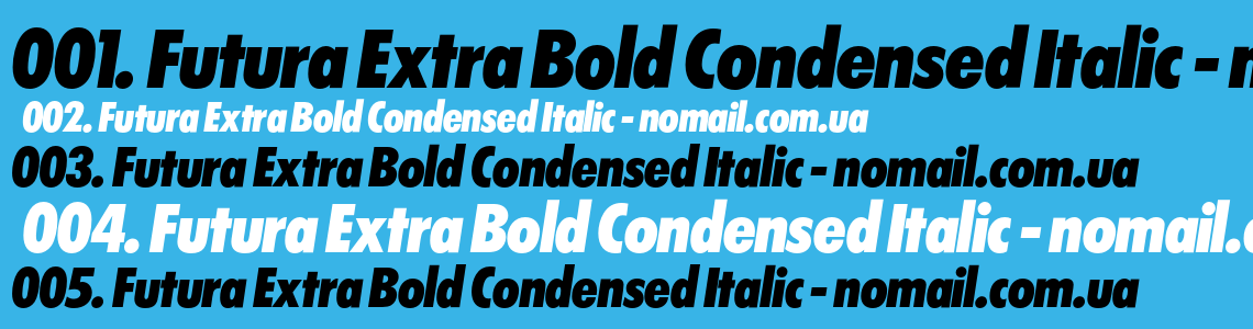 Шрифт Futura Extra Bold Condensed Italic