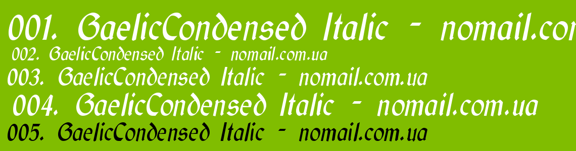 Шрифт GaelicCondensed Italic