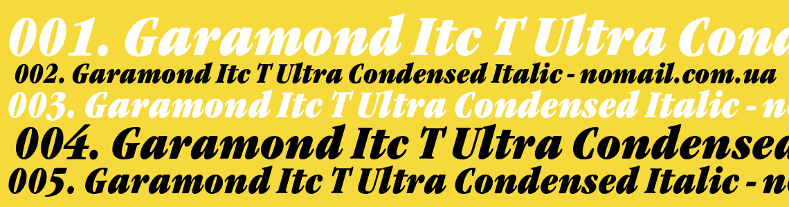 Шрифт Garamond Itc T Ultra Condensed Italic