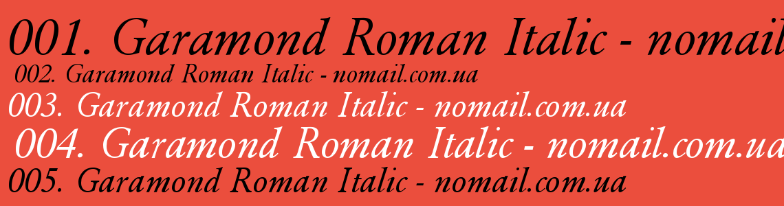 Шрифт Garamond Roman Italic