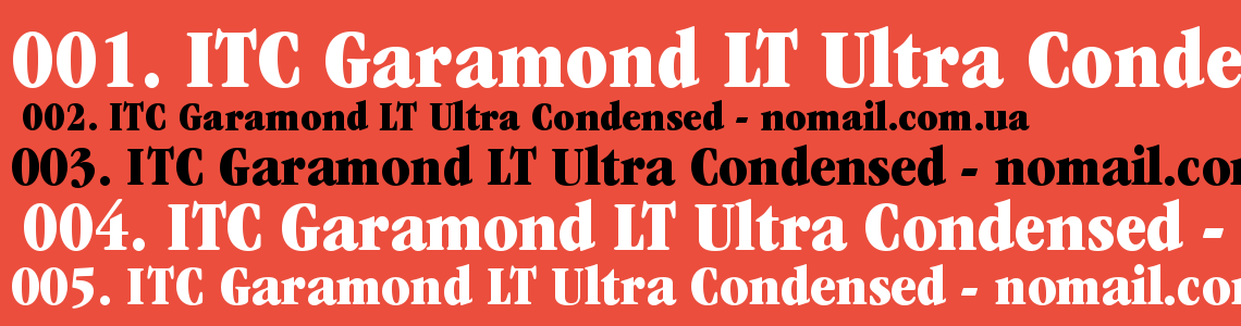 Шрифт ITC Garamond LT Ultra Condensed