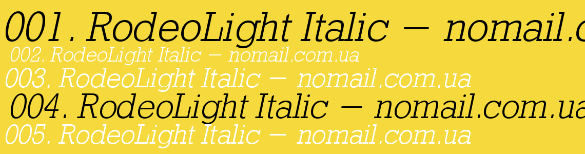 Шрифт RodeoLight Italic