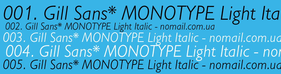 Шрифт Gill Sans* MONOTYPE Light Italic