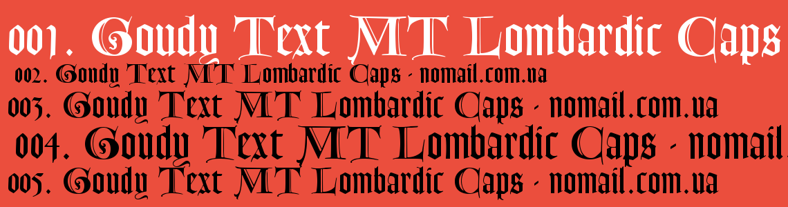 Шрифт Goudy Text MT Lombardic Caps