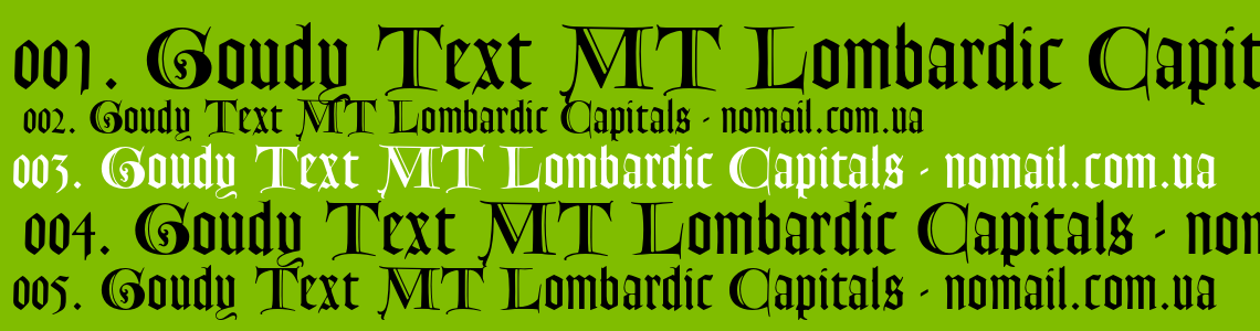 Шрифт Goudy Text MT Lombardic Capitals