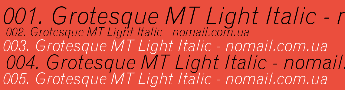 Шрифт Grotesque MT Light Italic