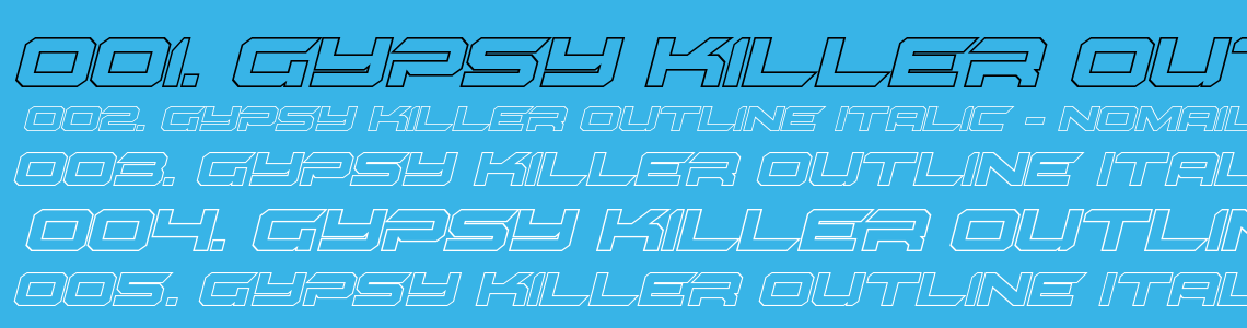 Шрифт Gypsy Killer Outline Italic