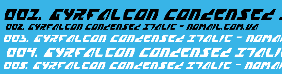 Шрифт Gyrfalcon Condensed Italic